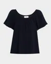 Xirena Macie Fringe-trim Cotton Gauze Top In Blue