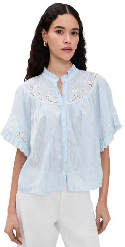 Xirena Mae Shirt Blue White Stripe