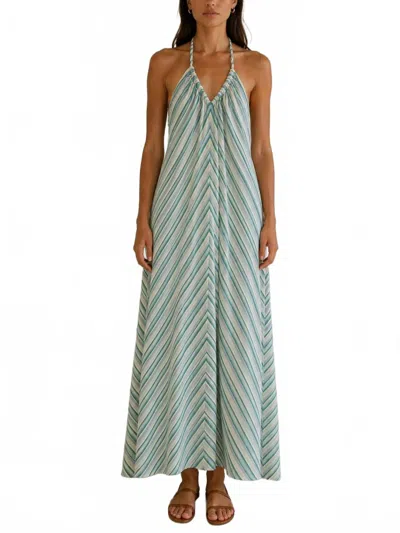 Xirena Maggie Dress In Blue Moss Stripe In Green