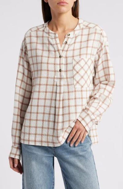 Xirena Xírena Makenzie Windowpane Check Popover Top In Cream Clay