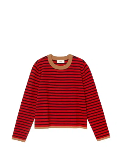Xirena Maxwell Striped Round-neck Sweater In Red