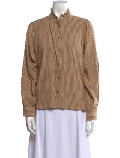 Pre-owned Xirena Mock Neck Long Sleeve Button-up Top In Multi