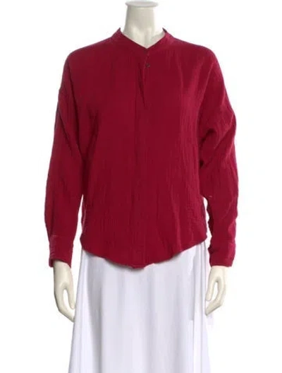 Pre-owned Xirena Mock Neck Long Sleeve Button-up Top W/ Tags In Pink
