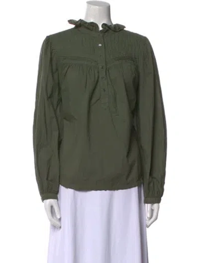 Pre-owned Xirena Mock Neck Long Sleeve Polo In Green