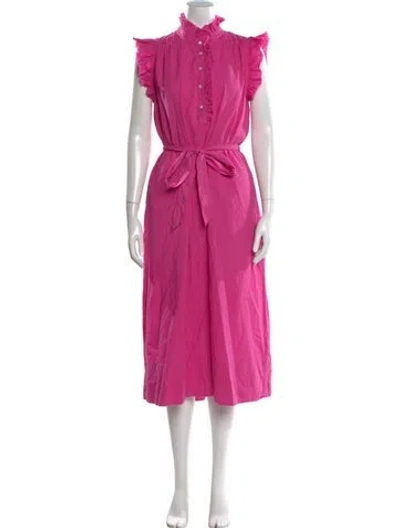 Pre-owned Xirena Mock Neck Midi Length Dress In Pink