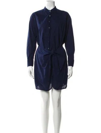 Pre-owned Xirena Mock Neck Mini Dress In Blue