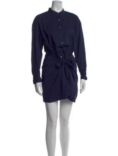Pre-owned Xirena Mock Neck Mini Dress In Blue