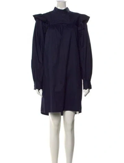 Pre-owned Xirena Mock Neck Mini Dress In Blue