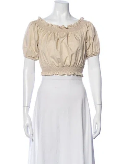 Pre-owned Xirena Off-the-shoulder Short Sleeve Crop Top In Neutrals