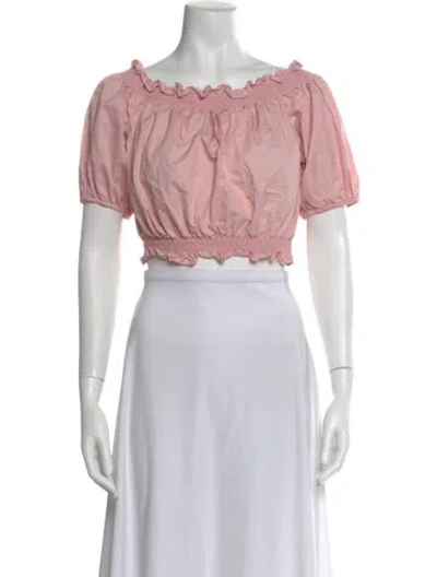 Pre-owned Xirena Off-the-shoulder Short Sleeve Crop Top In Pink