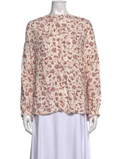 Pre-owned Xirena Paisley Print Crew Neck Blouse In White