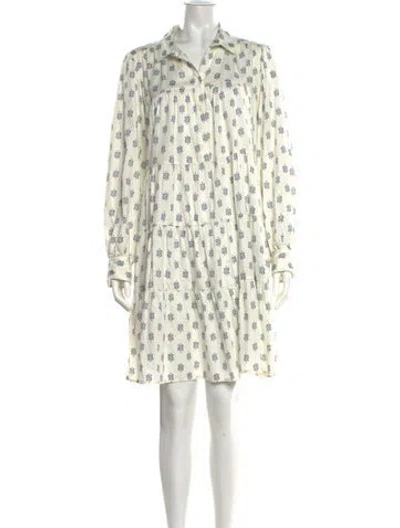 Pre-owned Xirena Paisley Print Knee-length Dress In White