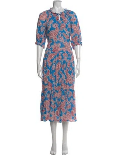 Pre-owned Xirena Paisley Print Long Dress In Blue