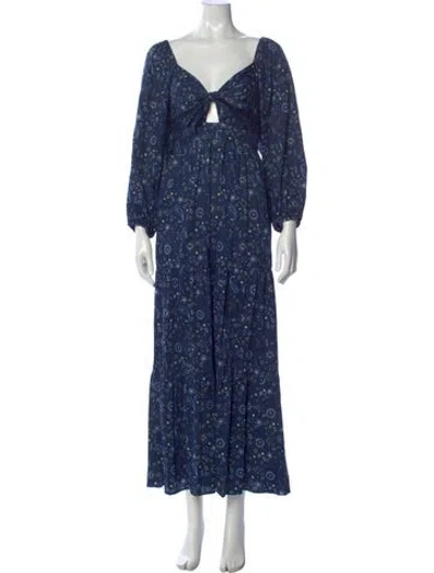 Pre-owned Xirena Paisley Print Long Dress In Blue