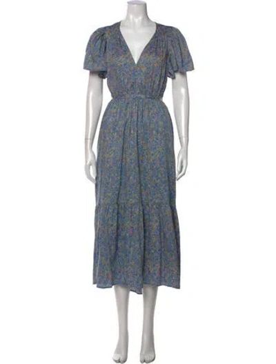Pre-owned Xirena Paisley Print Long Dress In Blue