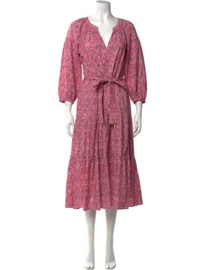 Pre-owned Xirena Paisley Print Long Dress In Pink