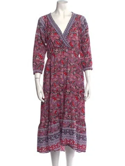 Pre-owned Xirena Paisley Print Long Dress In Purple