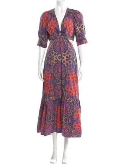 Pre-owned Xirena Paisley Print Long Dress In Purple