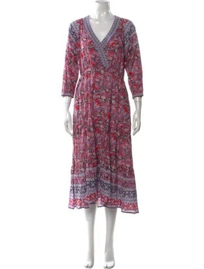 Pre-owned Xirena Paisley Print Long Dress In Purple