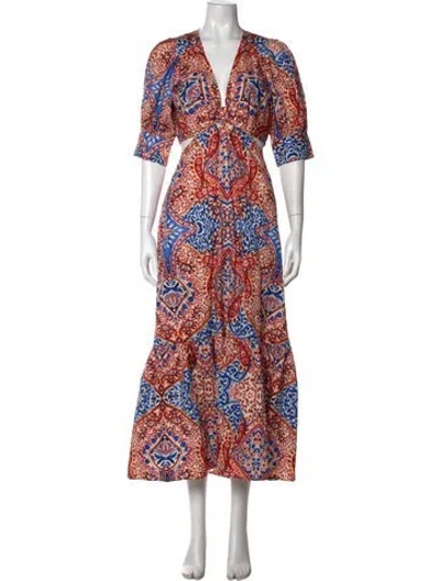 Pre-owned Xirena Paisley Print Long Dress In Red