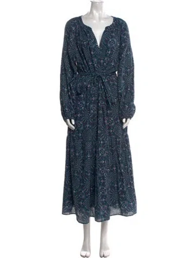 Pre-owned Xirena Paisley Print Long Dress W/ Tags In Blue