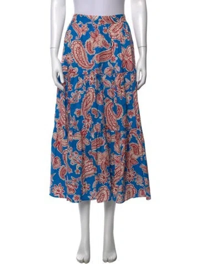 Pre-owned Xirena Paisley Print Long Skirt In Blue