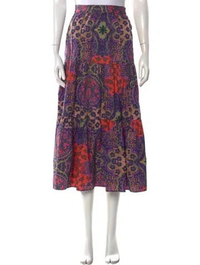 Pre-owned Xirena Paisley Print Long Skirt In Purple