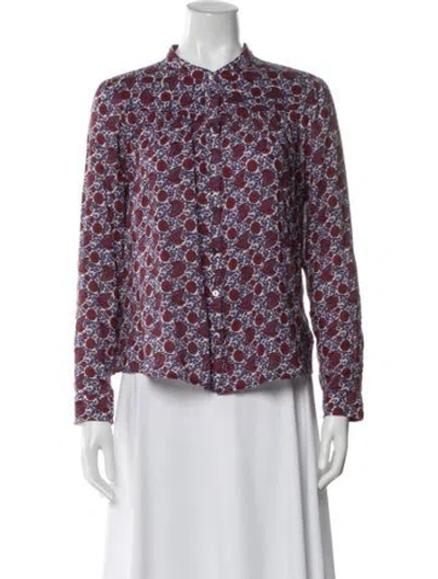 Pre-owned Xirena Paisley Print Long Sleeve Button-up Top In Purple