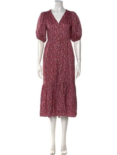 Pre-owned Xirena Paisley Print Midi Length Dress W/ Tags In Red