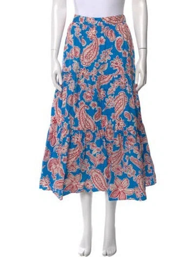 Pre-owned Xirena Paisley Print Midi Length Skirt In Blue