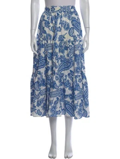 Pre-owned Xirena Paisley Print Midi Length Skirt In Blue