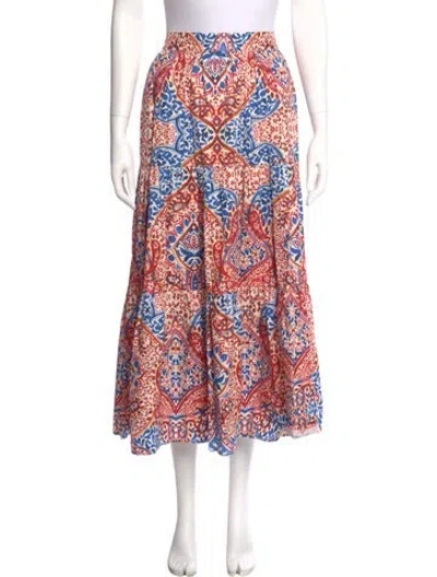 Pre-owned Xirena Paisley Print Midi Length Skirt In Red