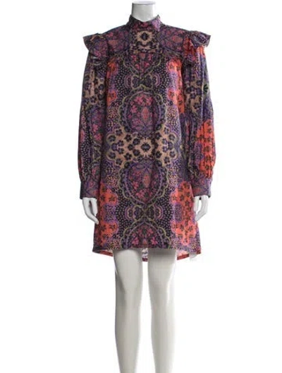 Pre-owned Xirena Paisley Print Mini Dress In Purple