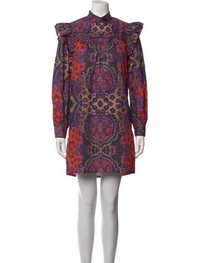 Pre-owned Xirena Paisley Print Mini Dress In Purple