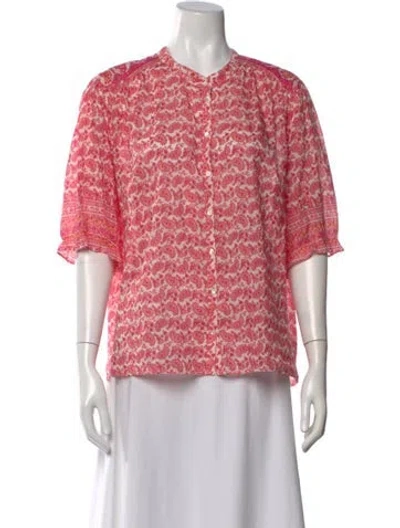 Pre-owned Xirena Paisley Print Short Sleeve Blouse In Red