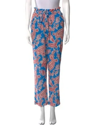 Pre-owned Xirena Paisley Print Straight Leg Pants In Blue