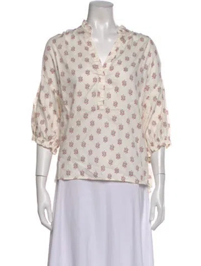 Pre-owned Xirena Paisley Print V-neck Blouse In Neutral