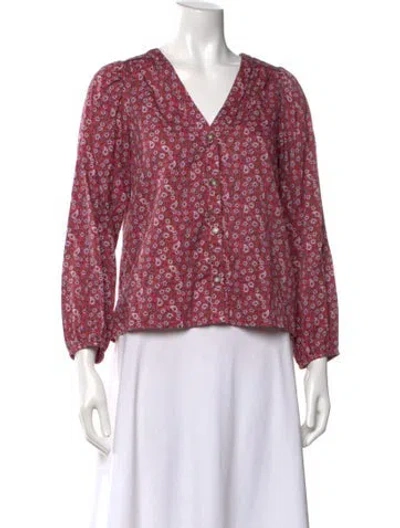 Pre-owned Xirena Paisley Print V-neck Blouse In Pink