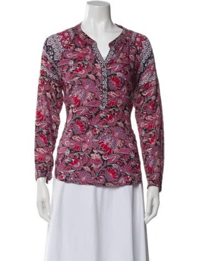 Pre-owned Xirena Paisley Print V-neck Blouse In Red