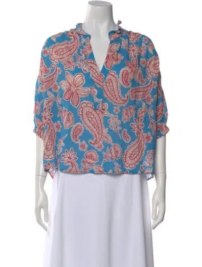 Pre-owned Xirena Paisley Print V-neck Blouse W/ Tags In Multi