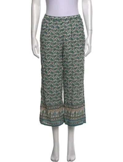 Pre-owned Xirena Paisley Print Wide Leg Pants In Green