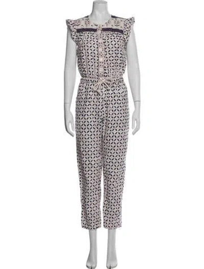 Pre-owned Xirena Patterned Crew Neck Jumpsuit In White