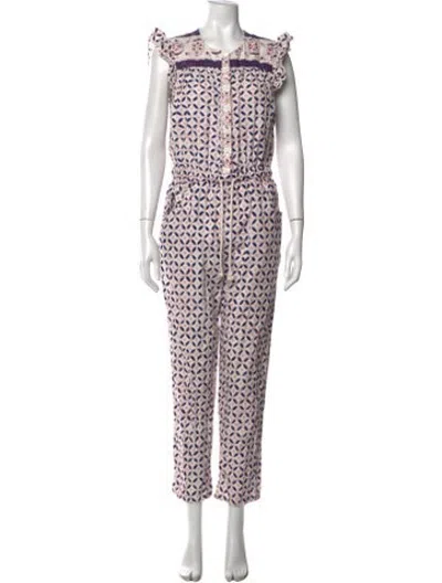 Pre-owned Xirena Patterned Crew Neck Jumpsuit In White