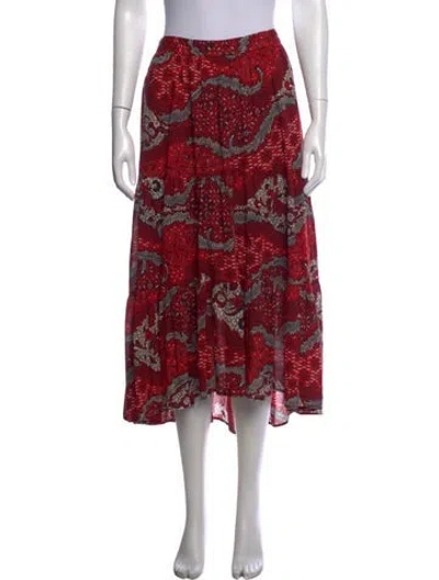 Pre-owned Xirena Patterned Long Skirt In Red