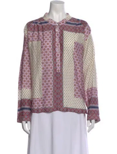 Pre-owned Xirena Patterned Long Sleeve Blouse In Purple