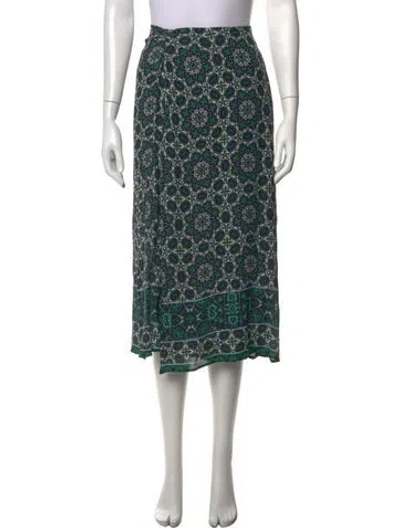 Pre-owned Xirena Patterned Midi Length Skirt In Green