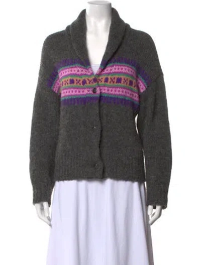 Pre-owned Xirena Patterned Open Front Sweater In Grey