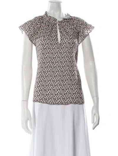 Pre-owned Xirena Patterned Tie Neck Blouse In Neutral