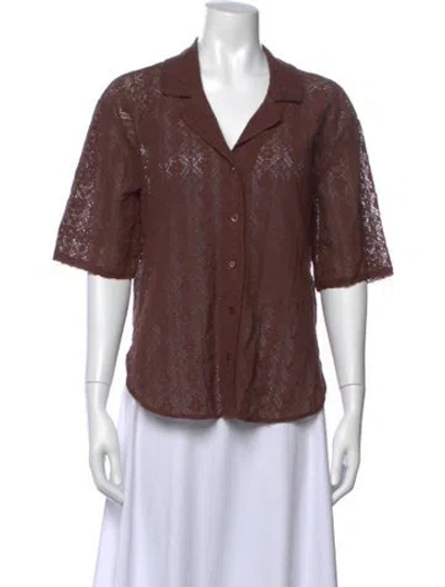 Pre-owned Xirena Patterned V-neck Blouse In Brown