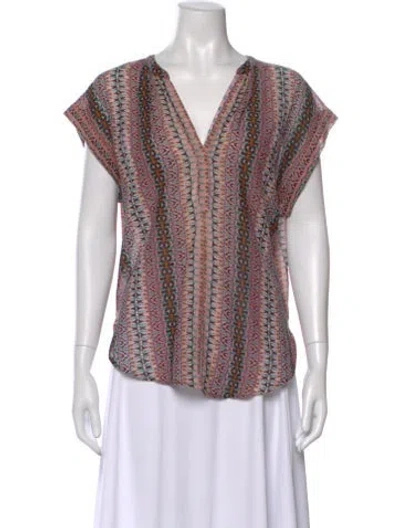 Pre-owned Xirena Patterned V-neck Blouse In Multi